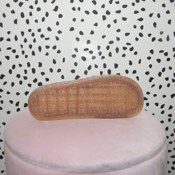 Kate Spade Pink Glitter Splash Jelly Flower Embellished Slide Sandals - Picture 8 of 8